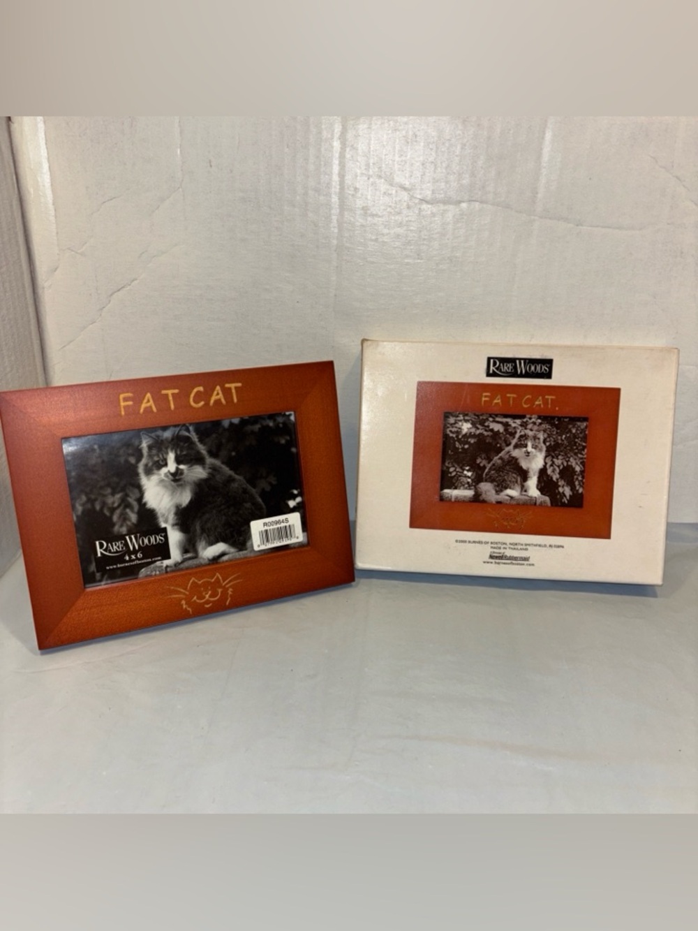 Rare Woods Picture Photo Frame Burnes of Boston  Holds 4x6 Pic “Fat Cat”2000